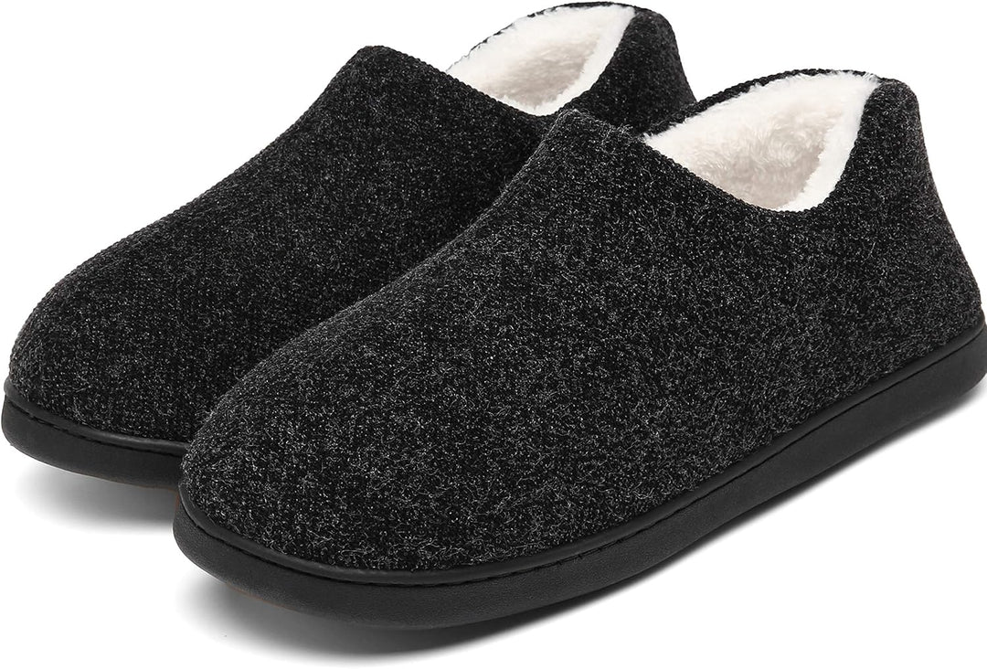 Mishansha Herren Winter Warme Hausschuhe Memory Foam Plüsch Pantoffeln,Gr.39-48 Schwarz 43 EU, Schwa