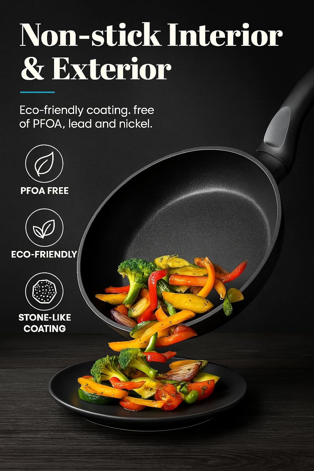 WECOOK! Ecostone Bratpfanne 24 cm, Antihaftbeschichtung XYLAN Plus Ökologisch PFOA-frei, Geschmiedet