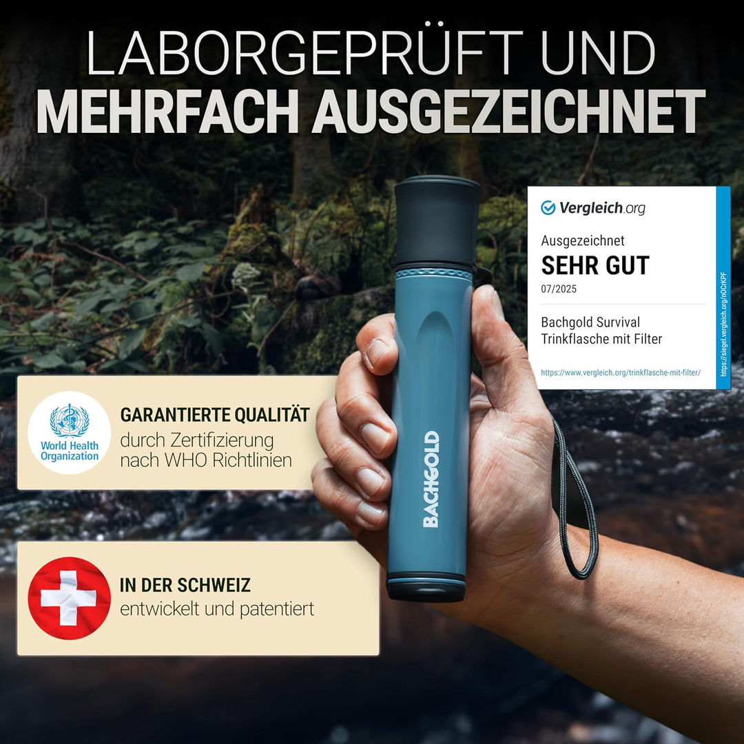 Bachgold Straw Wasserfilter Outdoor Survival – Ultraleichte Prepper Ausrüstung Liefert bis zu 500L F