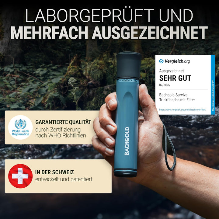 Bachgold Straw Wasserfilter Outdoor Survival – Ultraleichte Prepper Ausrüstung Liefert bis zu 500L F