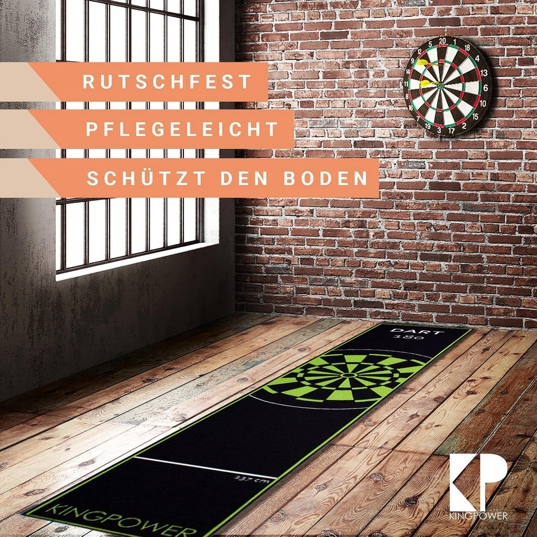 Kingpower Dartteppich mit Abwurflinie, Dart Zubehör mit Motiv, Dartmatte mit Oche, pflegeleichter Te