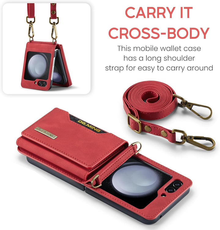 UDBKKDX Brieftasche Handyhülle für Samsung Galaxy Z Flip 4, hülle Mattes Leder mit Ständer Kameralin