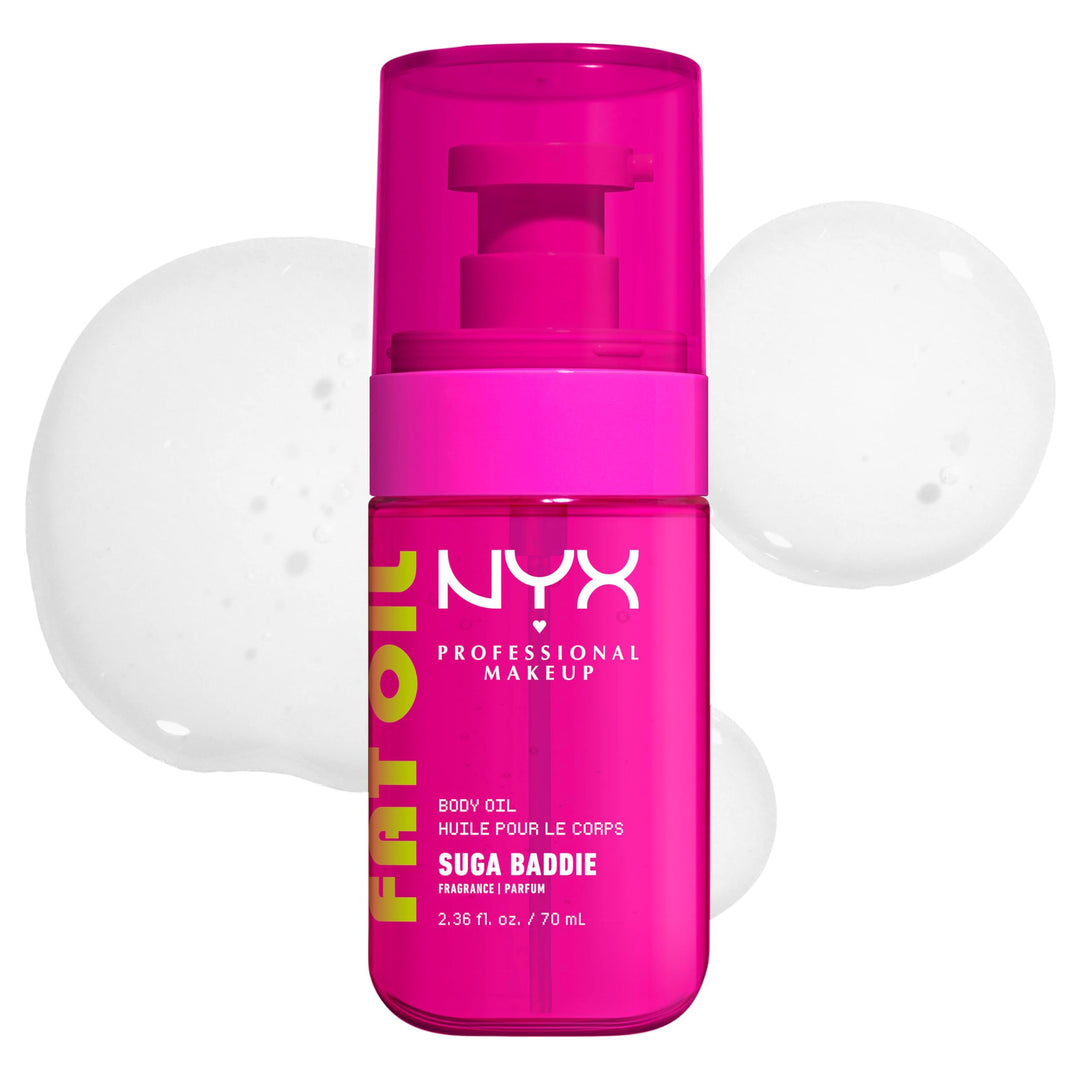 NYX Professional Makeup Fat Oil Körperöl, Suga Baddie, 70 ml, 24H Hydration, glänzendes Finish
