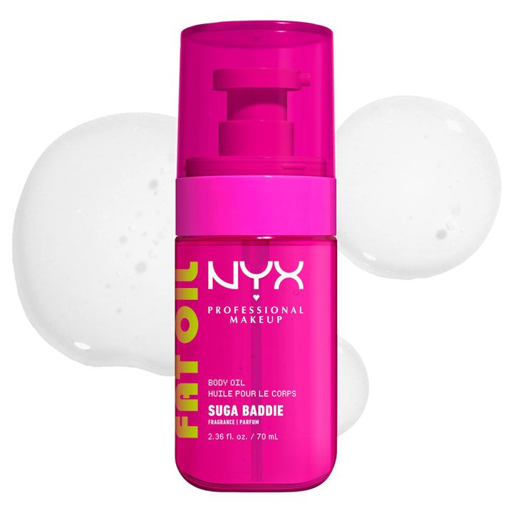 NYX Professional Makeup Fat Oil Körperöl, Suga Baddie, 70 ml, 24H Hydration, glänzendes Finish