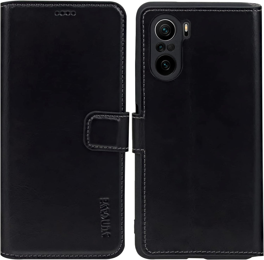 Suncase Book-Style Hülle kompatibel mit Xiaomi Poco F3 Leder Tasche (Slim-Fit) Lederhülle Handytasch