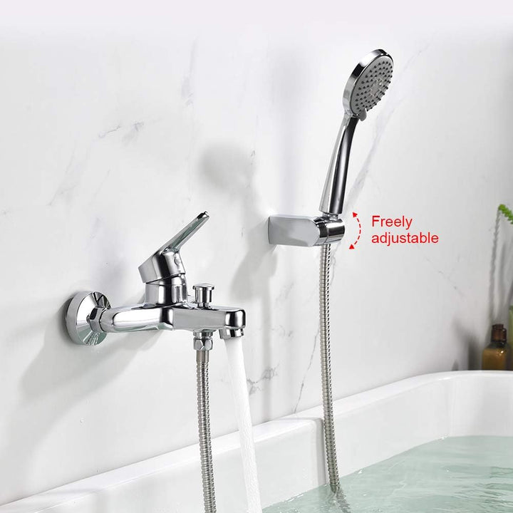 Ibergrif Roma - Einhand Badewannenarmatur Set, Wannenbatterie mit Duschkopf, Duschkopfhalter, und Br