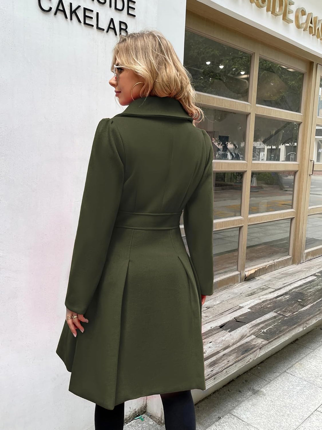 GRACE KARIN Damen Mantel Wintercoat Revers Zweireihiger Mantel Knielang Trenchcoat Winter Lang A-Lin