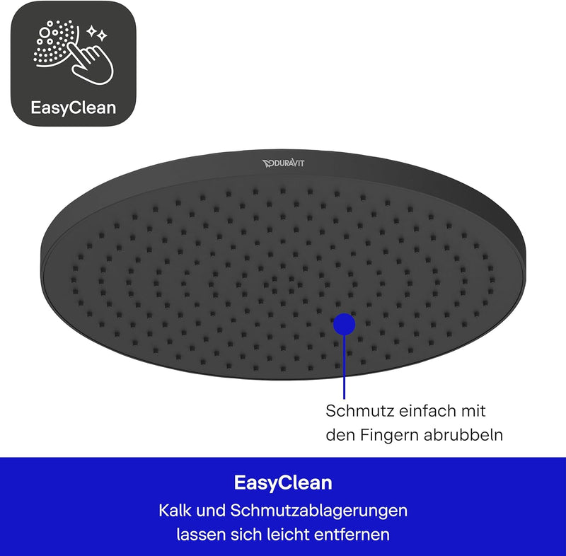 Duravit Universal Duschkopf aus Edelstahl, Duschbrause mit Strahlart Rain, Duscharmatur rund (Ø 230