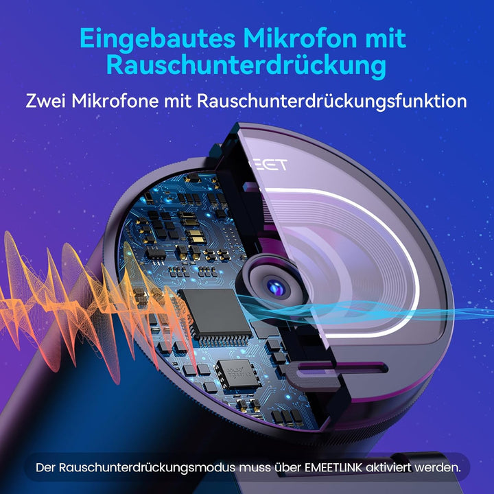 EMEET Webcam 4K S600, 1080P Webcam für PC mit Mikrofon, PDAF Autofokus, Lichtkorrektur, 73° Sichtfel