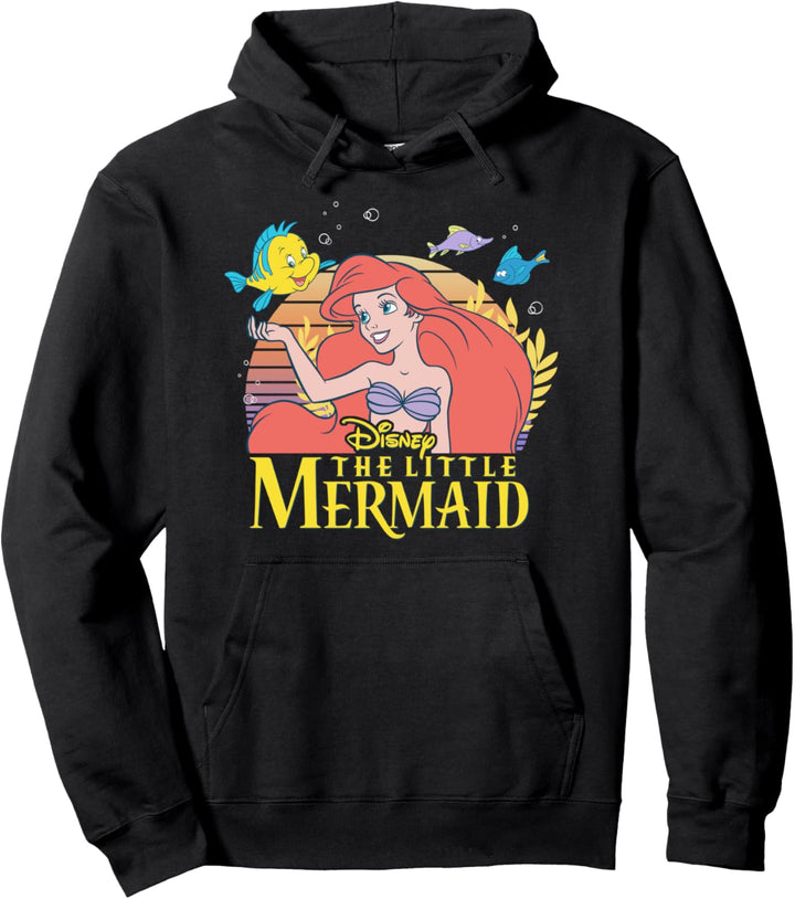 Disney Little Mermaid Ariel Flounder Logo Pullover Hoodie