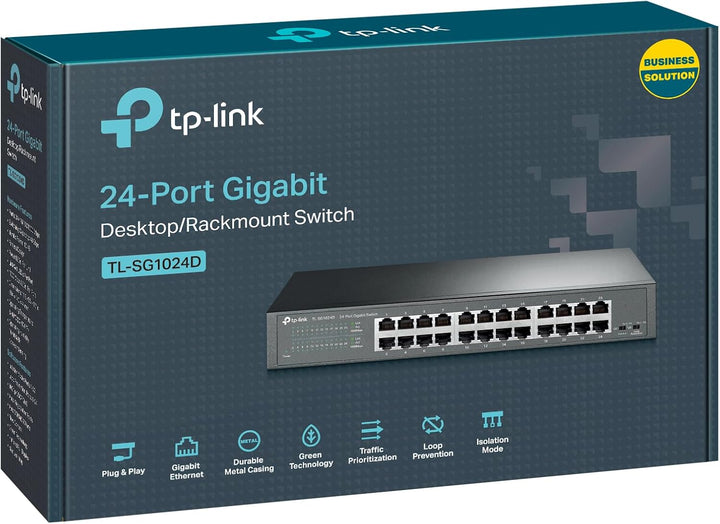 TP-Link TL-SG1024D 24 Port Gigabit Netzwerk Switch (Rackmount, 48Gbit/s Switching-Kapazität, 24*RJ-4