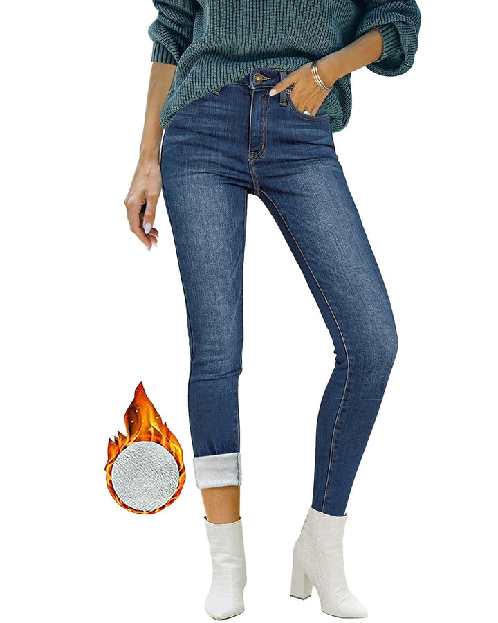 Roskiky Skinny Jeans Damen High Waist Thermo Jeans Damen Winter Gefütter Thermo Jeans Leggings Damen
