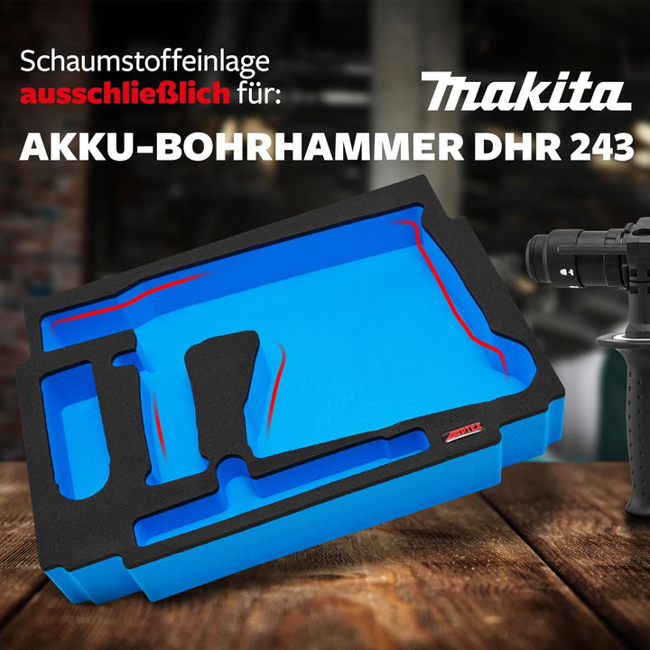 APTEX Schaumeinlage passend für Makita Akku-Bohrhammer DHR 243 für MakPac Gr. 2-3
