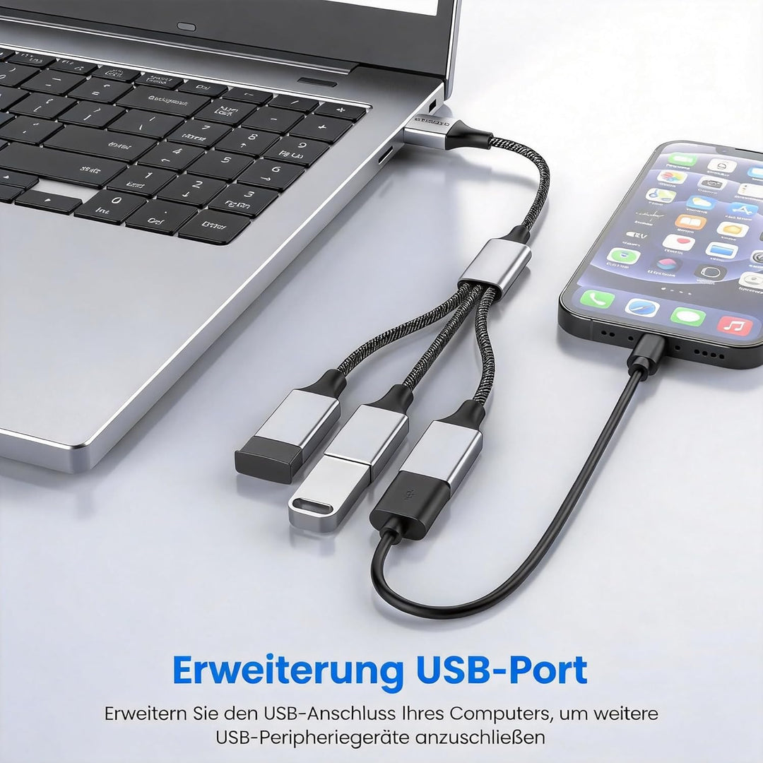 MOGOOD USB Splitter 1 zu 3, USB 2.0 Splitter Ladekabel Netzkabel Verl ngerung Hub Adapter für MacBoo