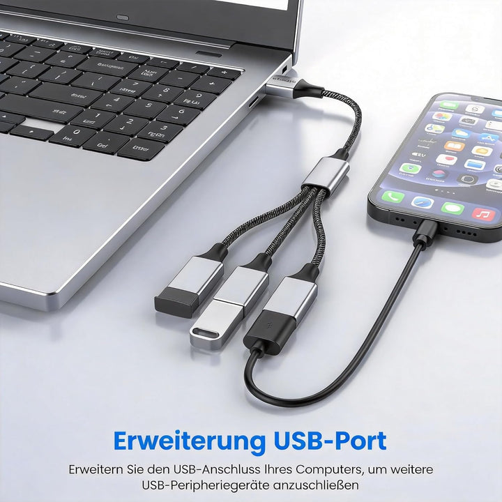 MOGOOD USB Splitter 1 zu 3, USB 2.0 Splitter Ladekabel Netzkabel Verl ngerung Hub Adapter für MacBoo