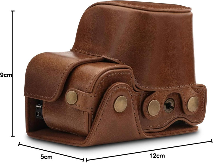 MegaGear Ever Ready Kameratasche aus echtem Leder, kompatibel mit Sony Alpha A6100, A6400 (16–50 mm)