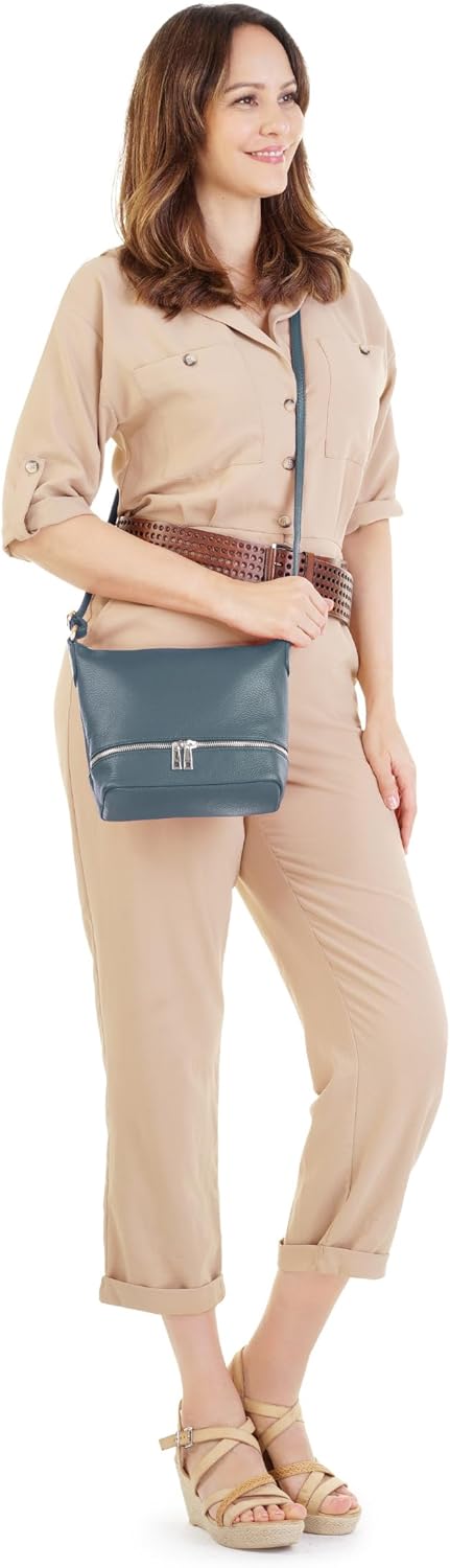 Cluty Umhängetasche echt Leder Damen - 020960 Blau, Blau