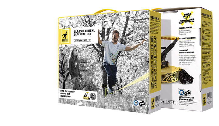 Gibbon Slacklines Classic Line, Gelb, 25 Meter Komplettset