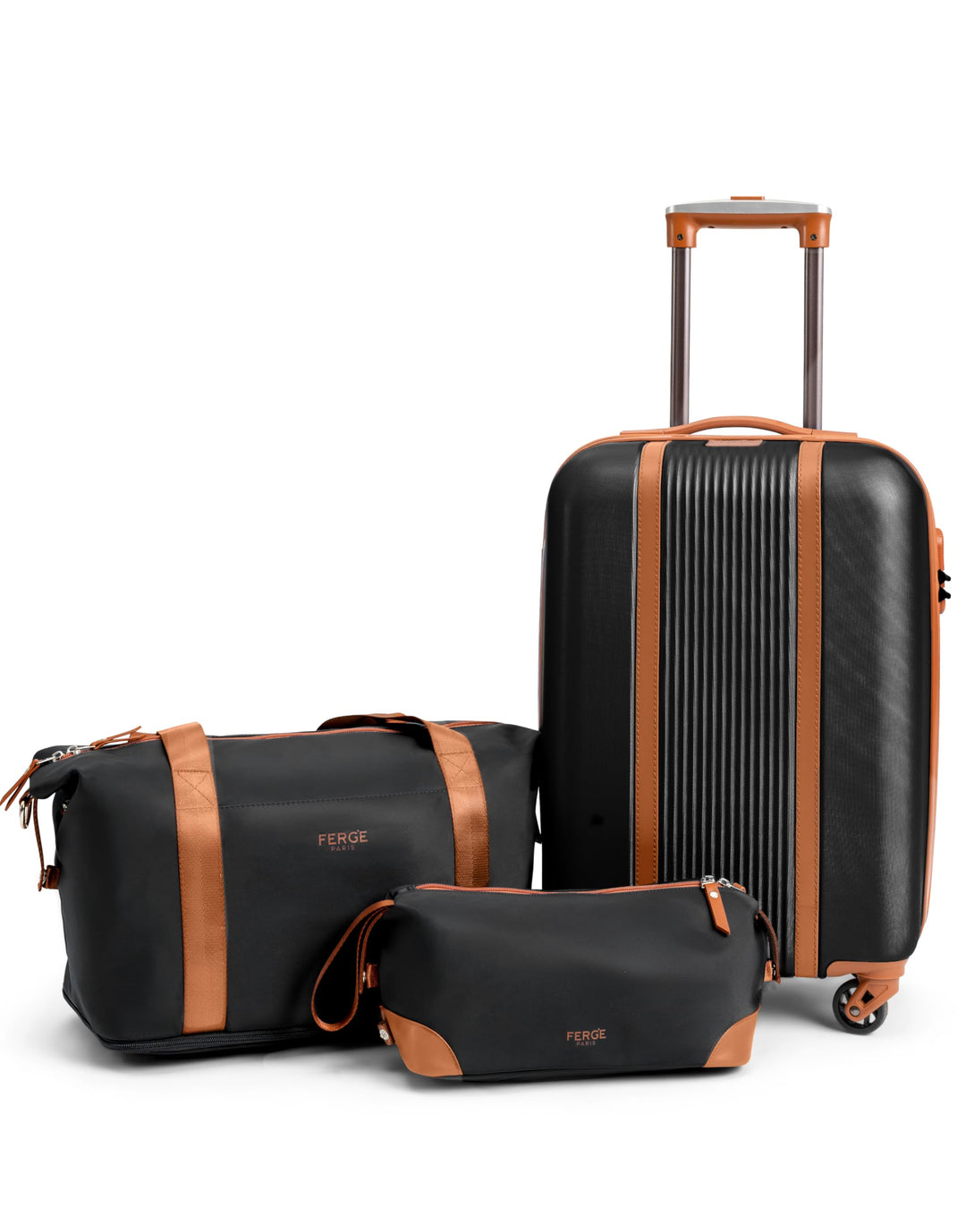 FERGÉ Handgepäck Koffer Set 3 teilig Kabinenkoffer Hartschale 55 x 40 x 22 cm + Reisetasche + Kultur