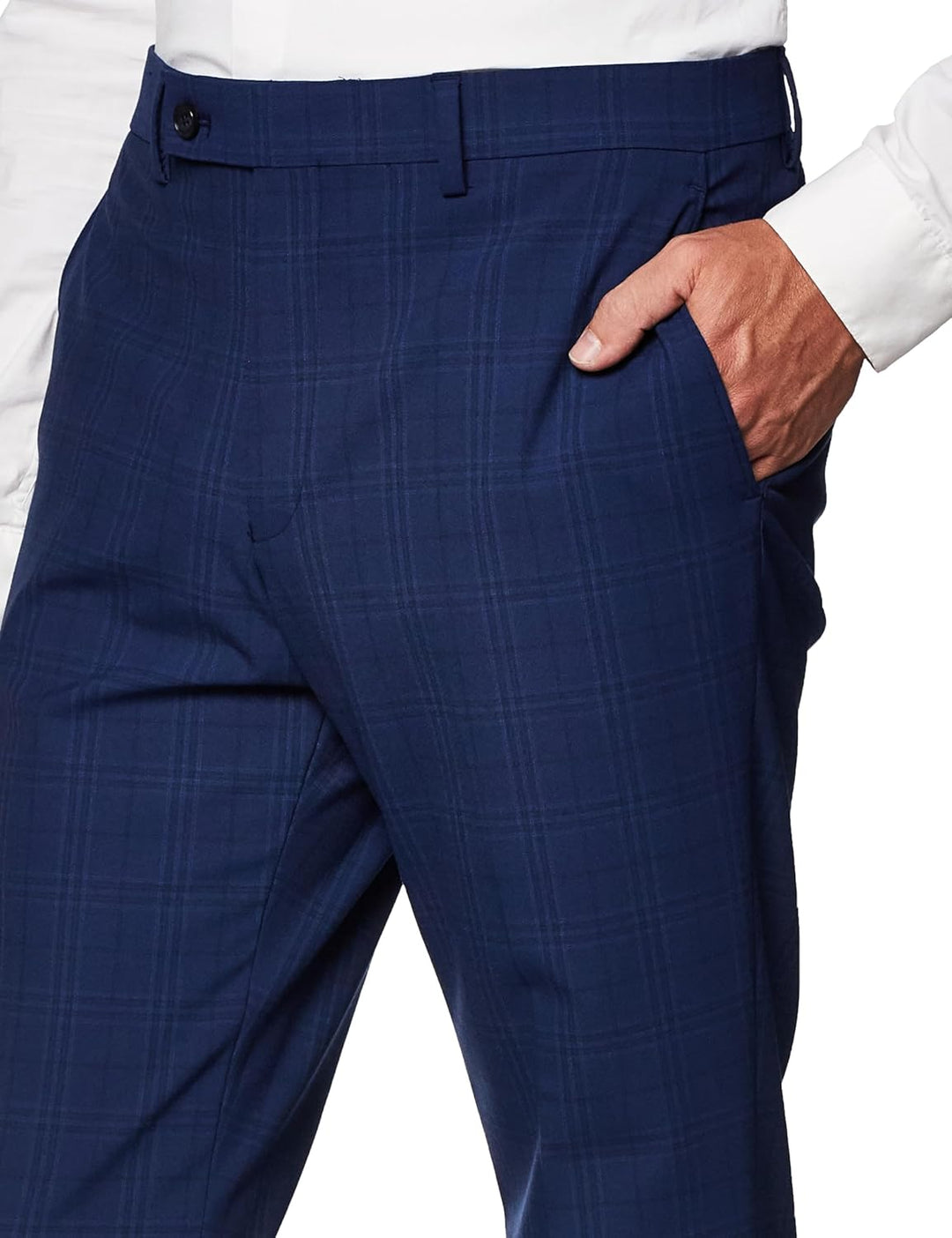 DKNY Herren Klassische Hose 30W / 29L Blau Kariert, 30W / 29L Blau Kariert
