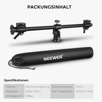 NEEWER 76cm Horizontalstativ Mittelachse mit 3/8"Schraube,Aluminiumlegierung 360° drehbar 180°Vertik