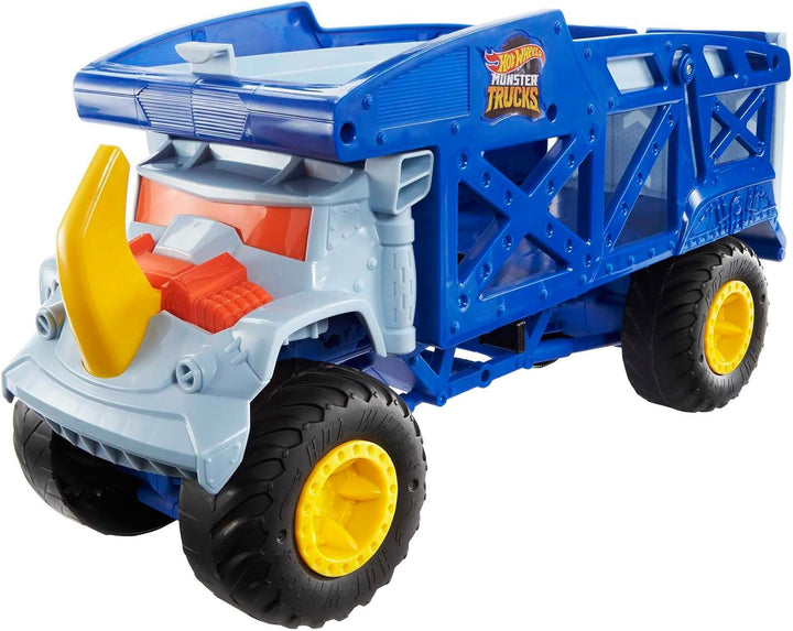 HOT WHEELS Monster Trucks Transporter Nashorn - Schlepper, Platz für 12 Monster Trucks oder 32 Hot W