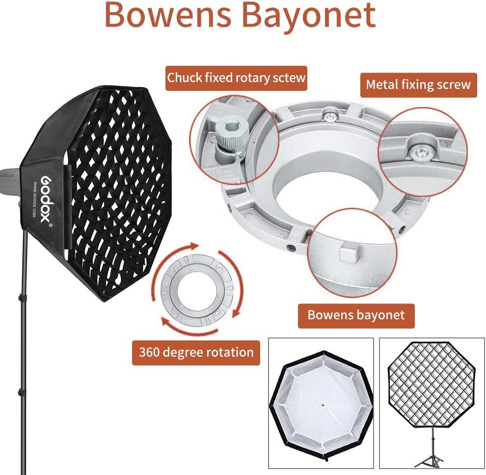 GODOX Softbox 120cm 47in Achteckige Softbox Honeycomb Gitter Softboxen Bowens Halterung für Blitzger