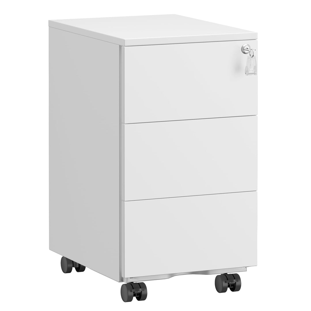 SONGMICS Schubladenschrank, Rollcontainer, mobiler Aktenschrank, Metallschrank, Druckertisch, abschl