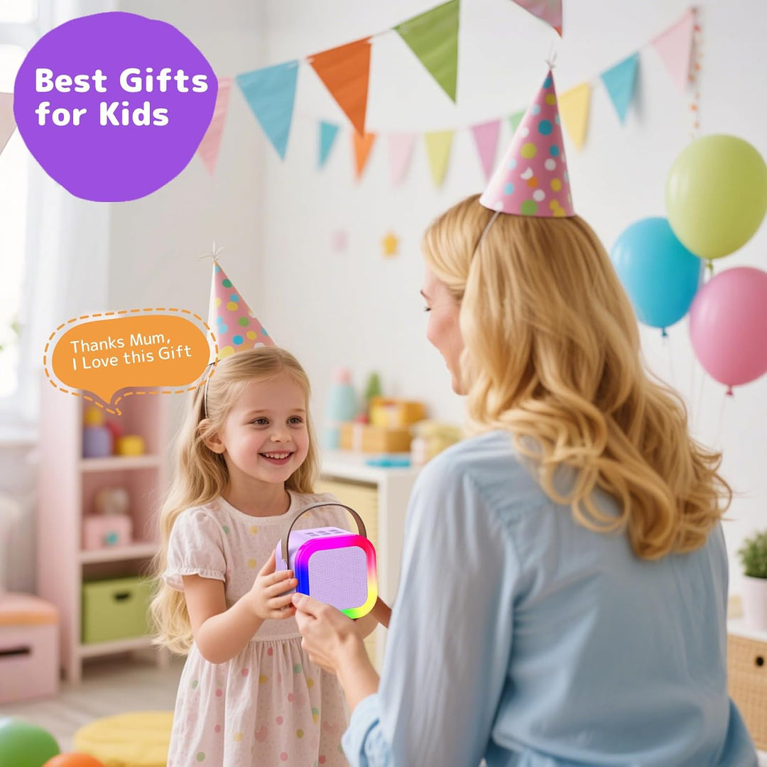 Fede Karaoke Maschine für Kinder Erwachsene, Mini Karaoke Maschine mit 2 Mikrofonen, Tragbarer Bluet