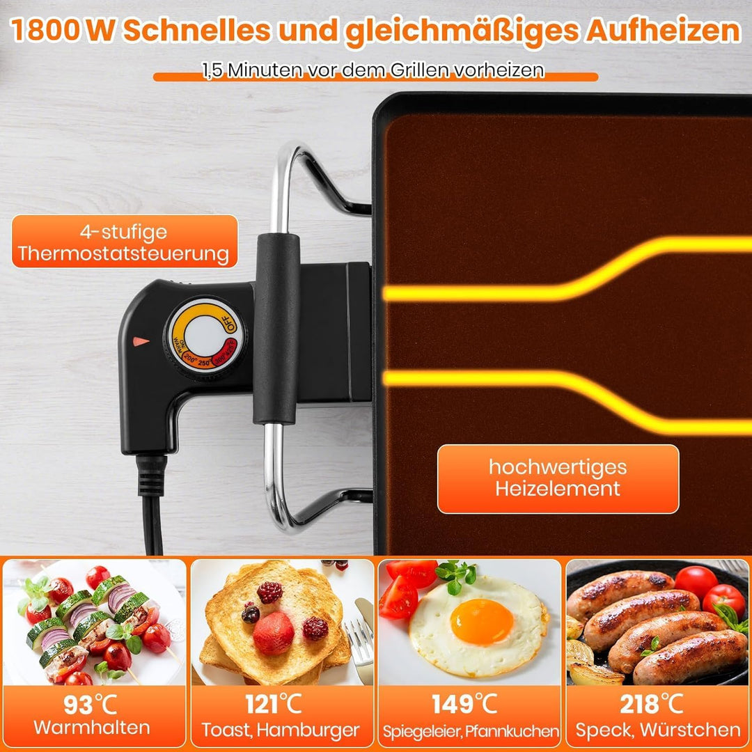 RELAX4LIFE Tischgrill elektrisch, 100 x 22 cm extra lange Teppanyaki-/Plancha-Grillplatte, Elektrogr