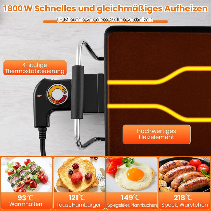 RELAX4LIFE Tischgrill elektrisch, 100 x 22 cm extra lange Teppanyaki-/Plancha-Grillplatte, Elektrogr