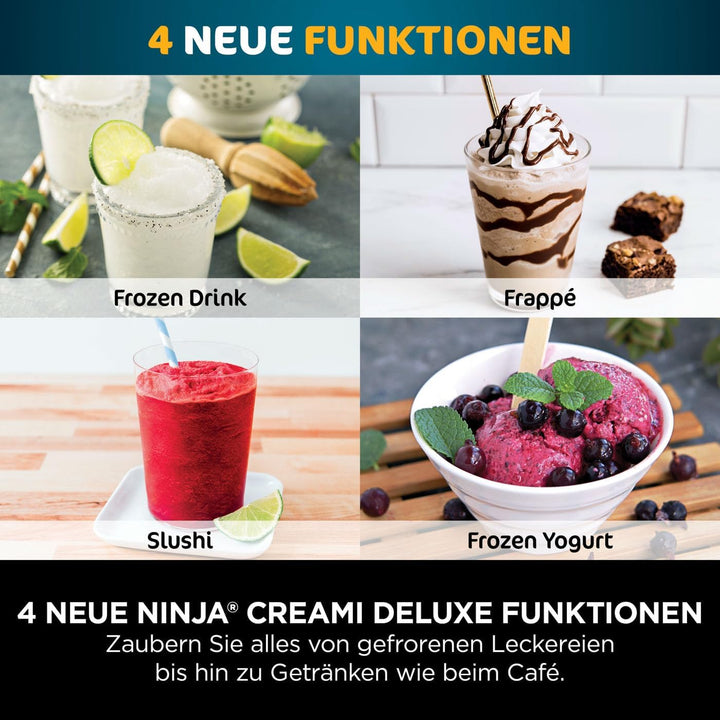 Ninja CREAMi Deluxe Eis-und Eisgetränkmaschine mit 2 Bechern, 10 Funktionen, macht Eiscreme, Gelato,