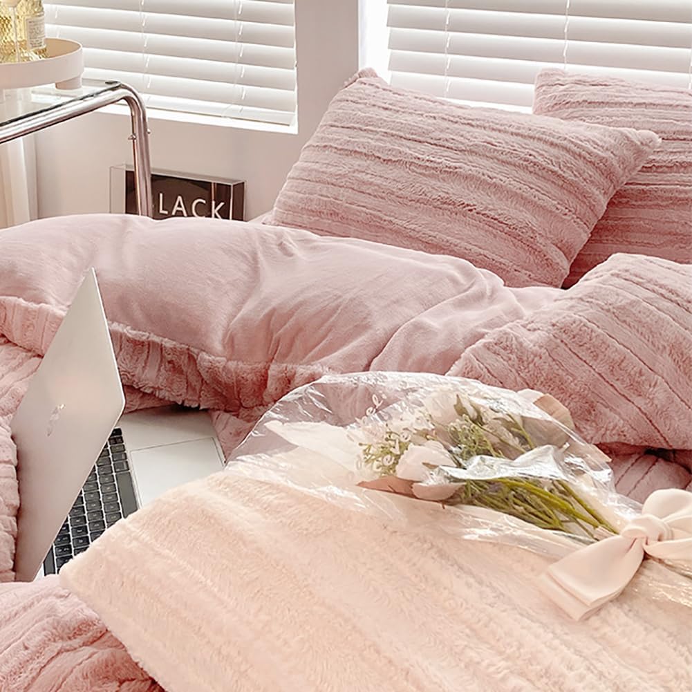 AShanlan Plüsch Bettwäsche 220x240 Winter Warme Flauschig Cashmere Touch Bettbezug Teddy Fleece Wint
