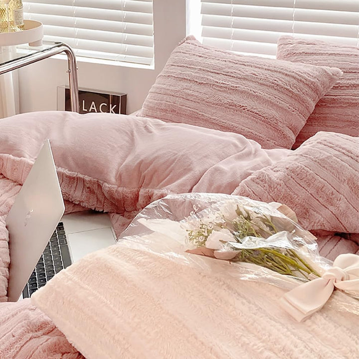 AShanlan Plüsch Bettwäsche 220x240 Winter Warme Flauschig Cashmere Touch Bettbezug Teddy Fleece Wint