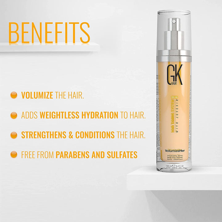 GK HAIR Global Keratin Volumizeher Spray (100ml/ 3.4 Fl Oz) Haarverdickungsspray für Frauen und Männ