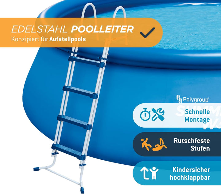 Summer Waves pulverbeschichterter Stahl Poolleiter für Pools bis 132cm - Robust & rutschfest - Einfa