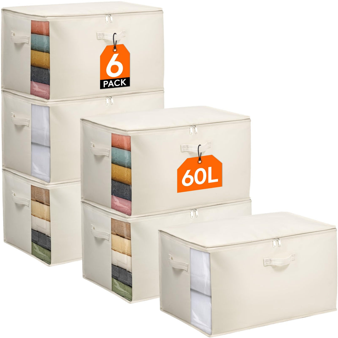 Lifewit 60L Bettdecken Aufbewahrungstasche mit Griffen, Aufbewahrungsbox mit Deckel, Kleideraufbewah