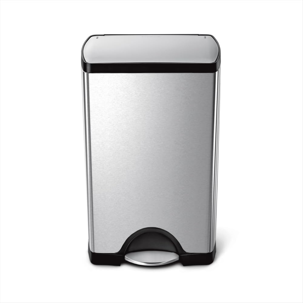 simplehuman CW1814 38 Liter, rechteckiger Treteimer, Mülleimer Küche, gebürsteter Stahl, 10 Jahre Ga