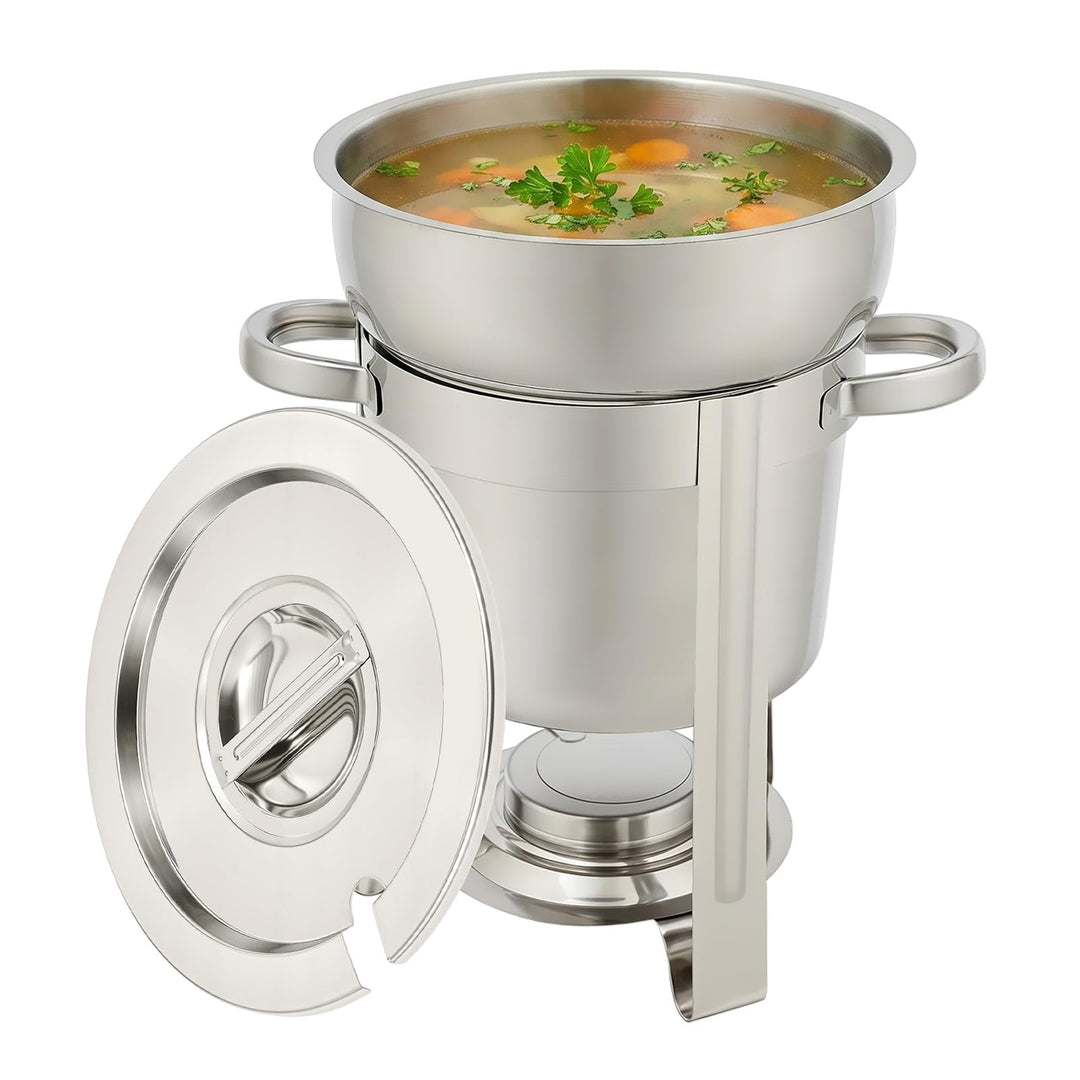 7L Edelstahl Chafing Dish, Wärmebehälter mit Handgriff & Deckel, Speisewärmer Warmhalteplatte Suppen