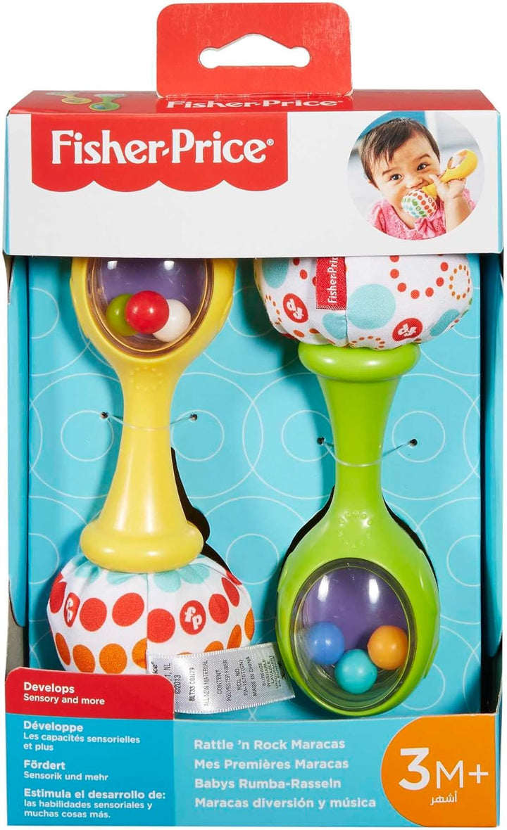 Fisher-Price Rumba-Rasseln - Set aus 2 Rasseln mit bunten Perlen und weichen Griffen, fördert die se