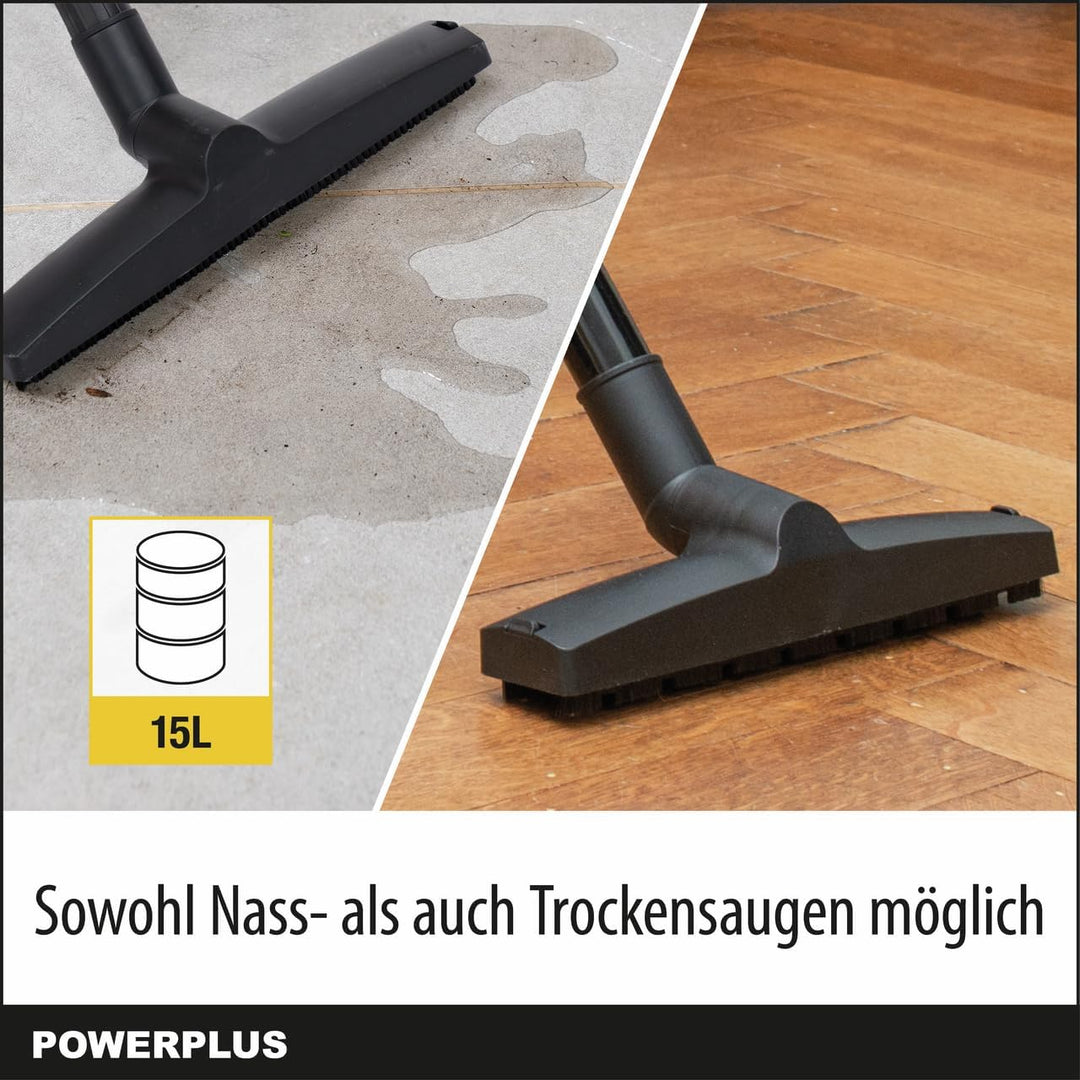 POWERPLUS elektrischer Nass Trockensauger POWX322-1000W Industriesauger für Küche, Boden, Teppich, s