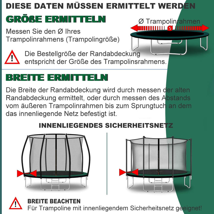 Baunsal® Trampolin Randabdeckung Ø 183 244 250 275 300 305 335 366 370 396 400 427 430 457 460 487 4