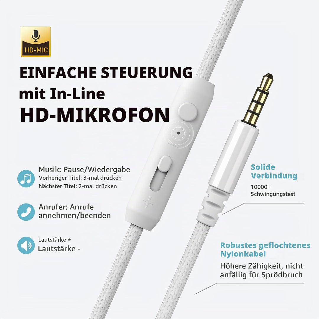 AILIHEN C8 Kopfhörer mit Kabel und Mikrofon, faltbar und verstellbar, On-Ear-Headsets, Lautstärkereg
