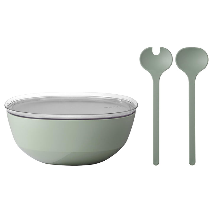 Mepal – Salat-Set Silueta – Servierschale mit Deckel (5000 ml) mit Salatbesteck (28,5 cm) – Outdoor-