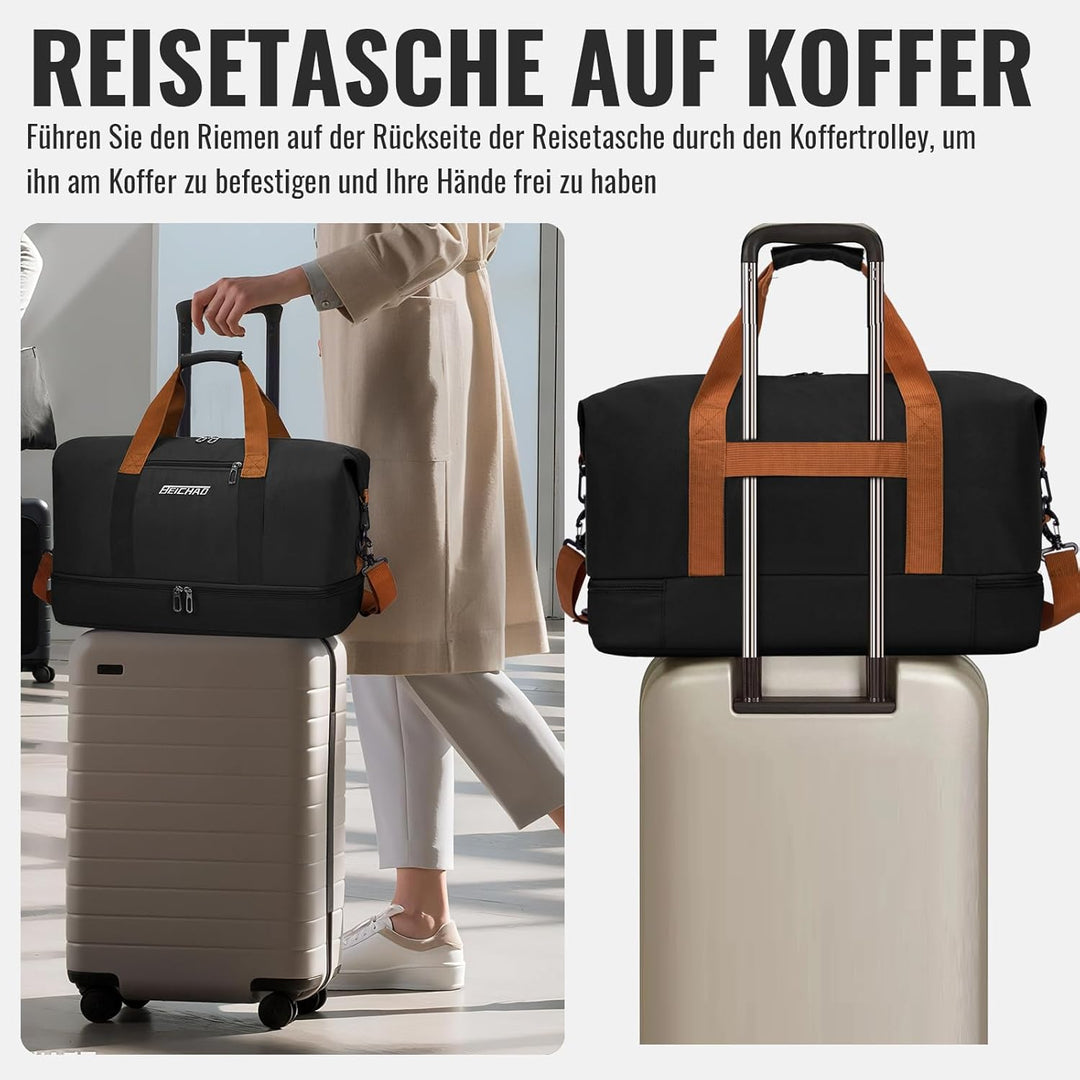 Sporttasche Damen Reisetasche Herren, Sporttaschen mit Schuhfach & Nassfach, Large Capacity Travel B