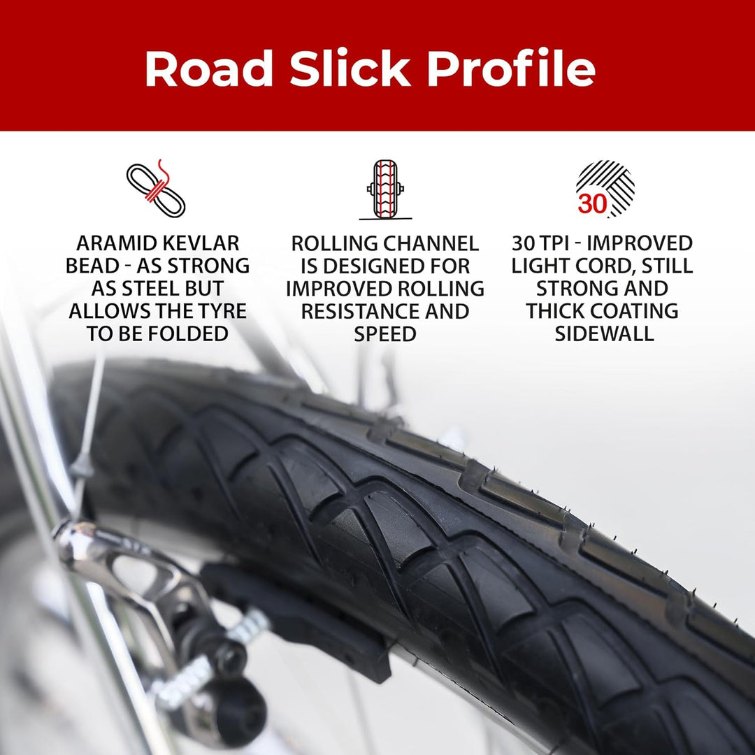 Fincci Fahrradreifen 26 x 2,125 Zoll 54-559 Fahrradmantel Faltbar Slick Reifen für Cityräder Rennrad