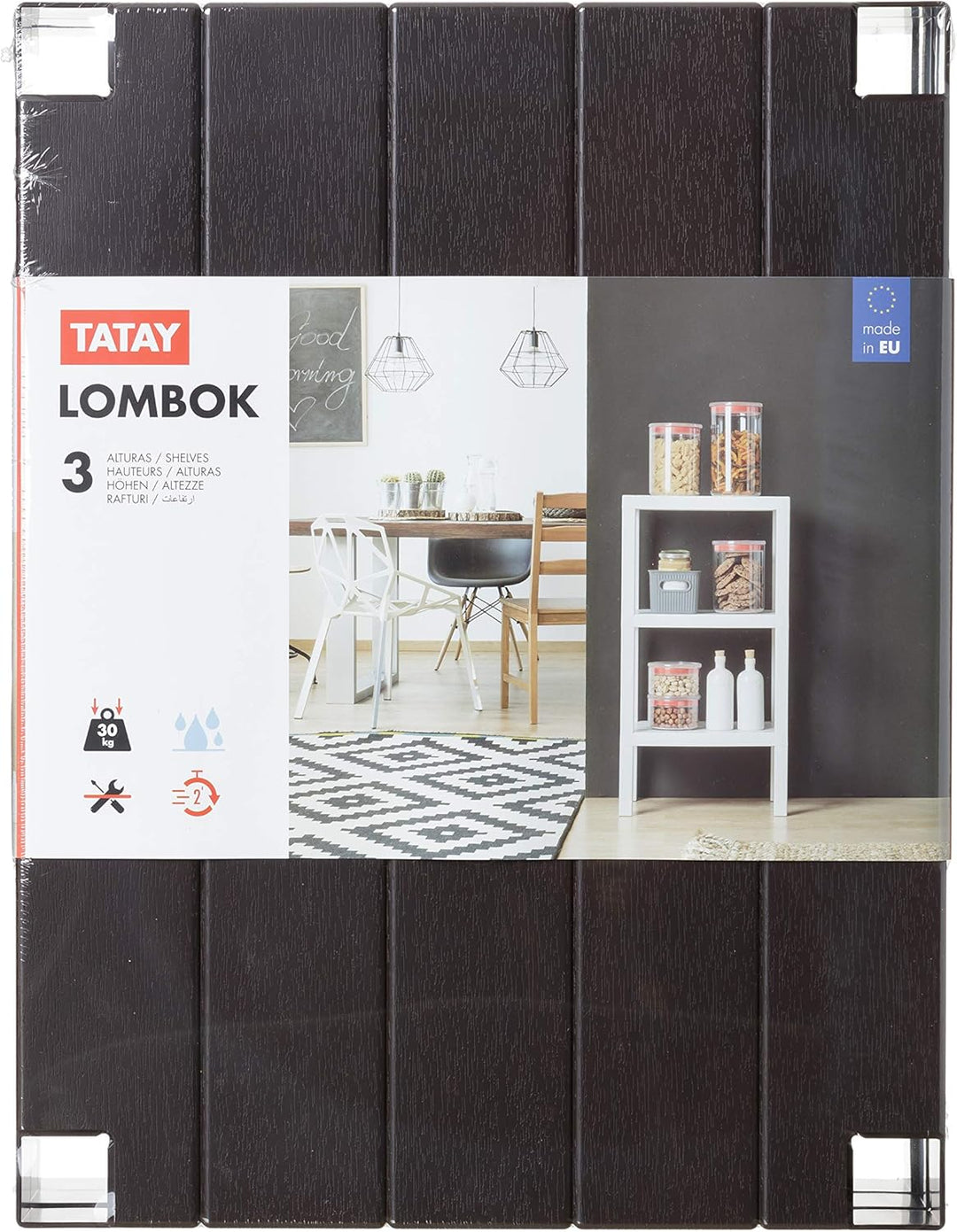 Tatay Lombok Regal, 3 Regale, Polypropylen, BPA frei, Holz-Effekt, Anti-Rutsch-Stossstangen, Max 10K