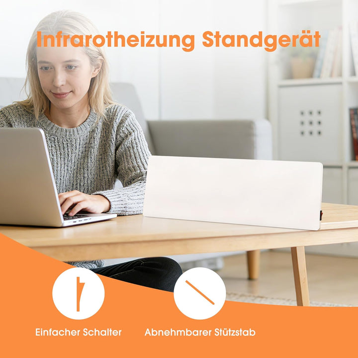 Byecold Infrarotheizung Standgerät 90 Watt, Infrarot Elektroheizung Heizplatte, Heizgerät gegen Schi