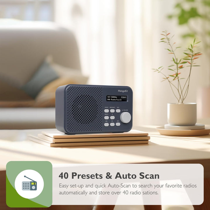 MangoKit MD2 DAB/DAB Plus Radio mit Bluetooth,Digitalradio,UKW Radio, kleines Küchenradio mit Netzbe