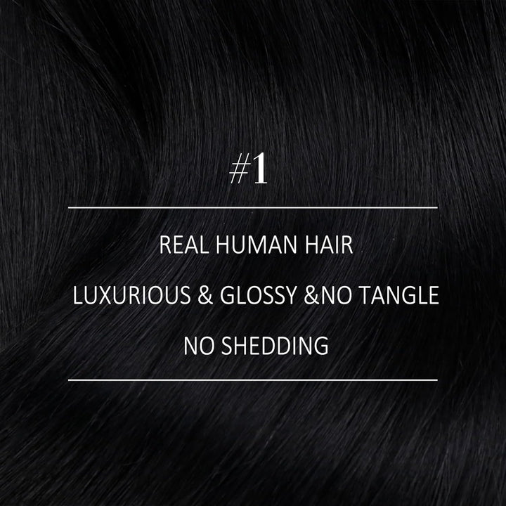 YoungSee Echthaar Tressen Schwarz 45cm Tressen Echthaar zum Einnahen Haartressen Echthaar Schwarz 10